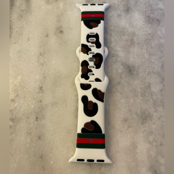 Strawberry Avocados White Leopard Cecile Apple Watch Band women’s - Picture 5 of 5